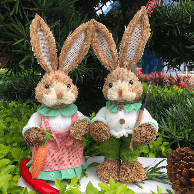 A Spring Straw Rabbit Decor