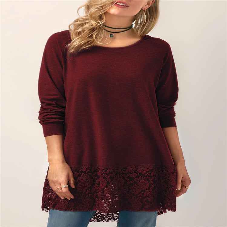 Lace Hooded Tee in Solid Colors