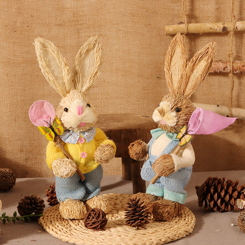 A Spring Straw Rabbit Decor