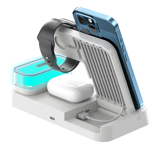 4-in-1 Wireless Charging Hub with Clock & Night Light