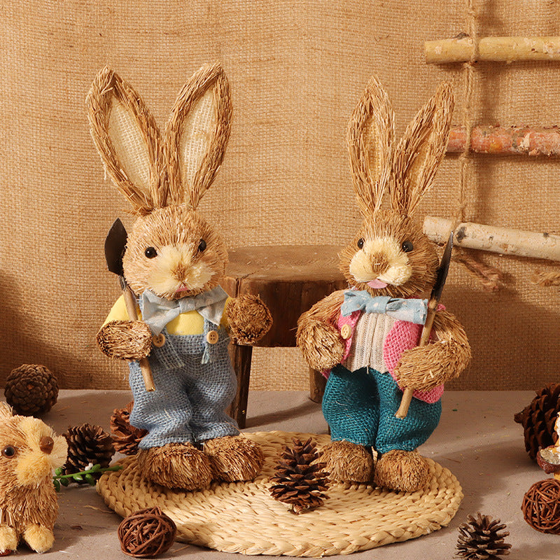 A Spring Straw Rabbit Decor