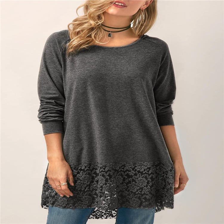 Lace Hooded Tee in Solid Colors
