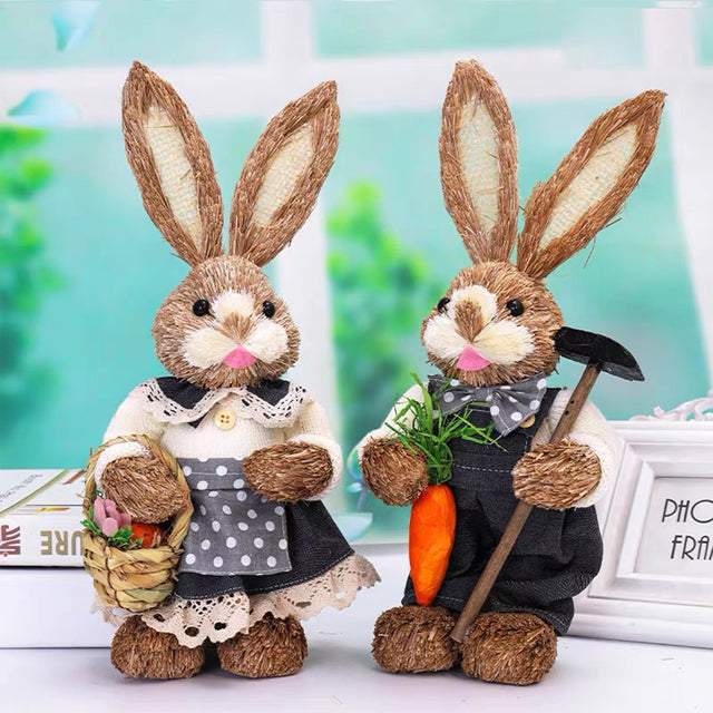 A Spring Straw Rabbit Decor