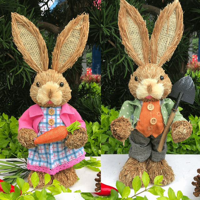 A Spring Straw Rabbit Decor