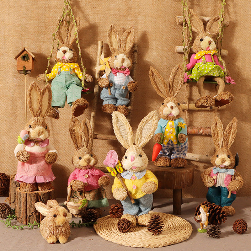 A Spring Straw Rabbit Decor