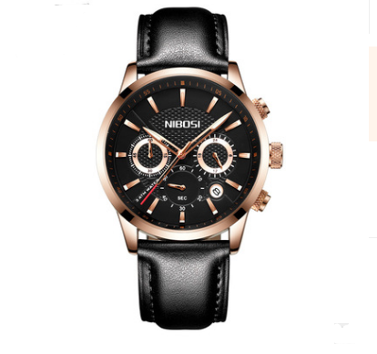 Sleek Black Gold Steel Sports Watch