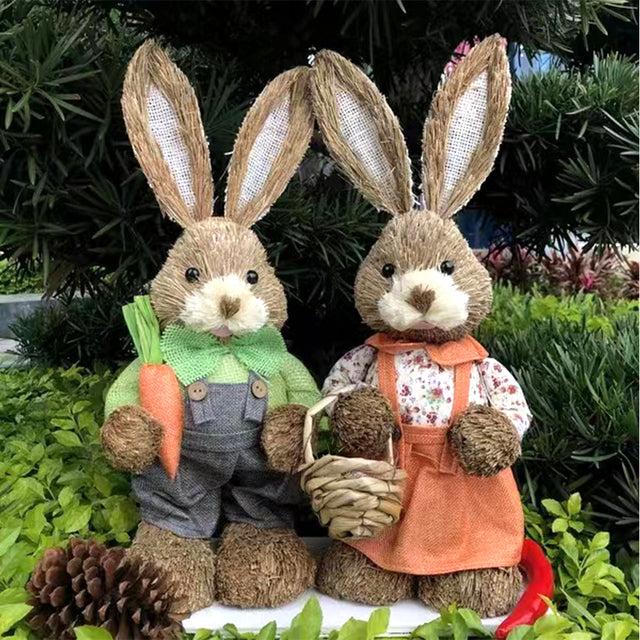 A Spring Straw Rabbit Decor