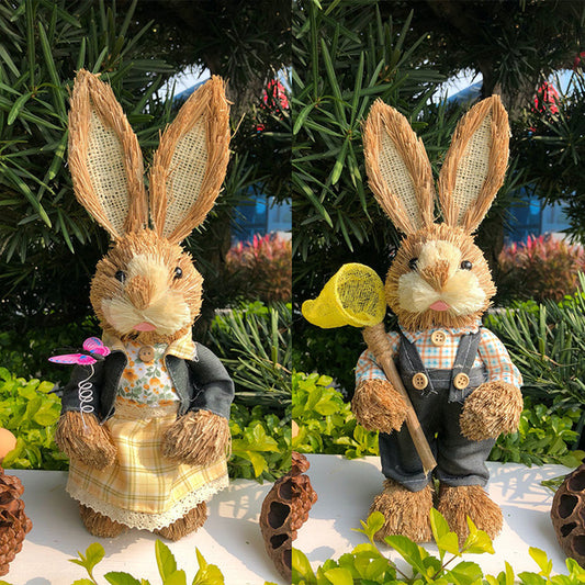 A Spring Straw Rabbit Decor
