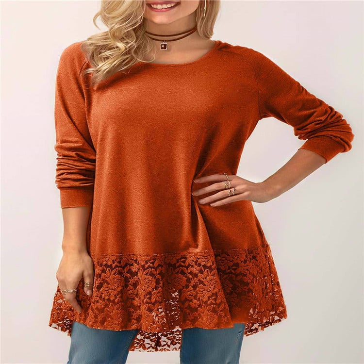 Lace Hooded Tee in Solid Colors
