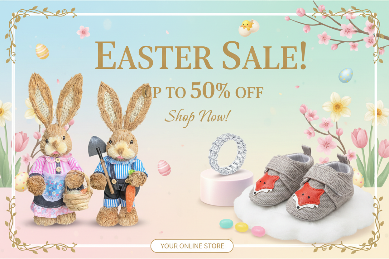 Easter Sale Banner with Store Products