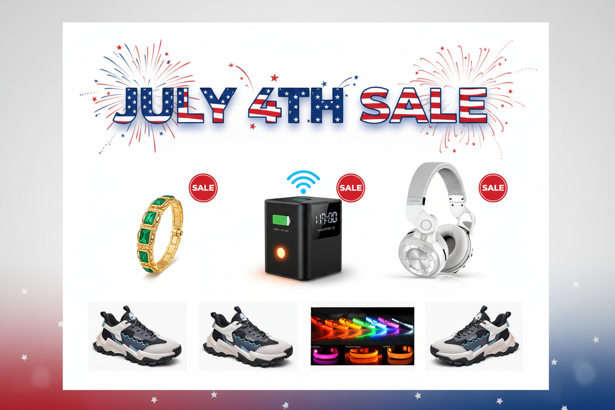 July 4th Sale Banner with Store Products